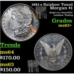 1881-s Rainbow Toned Morgan Dollar $1 Grades Select+ Unc