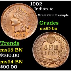 1902 Indian Cent 1c Grades GEM Unc BN