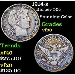 1914-s Barber Half Dollars 50c Grades vf++