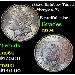 1883-o Rainbow Toned Morgan Dollar $1 Grades Choice Unc