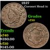 Image 1 : 1827 Coronet Head Large Cent 1c Grades vf++
