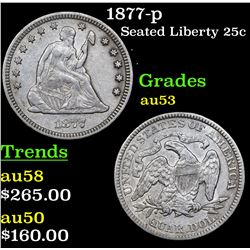 1877-p Seated Liberty Quarter 25c Grades Select AU