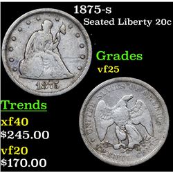 1875-s Twenty Cent Piece 20c Grades vf+