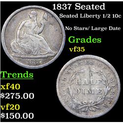 1837 Seated Seated Liberty Half Dime 1/2 10c Grades vf++