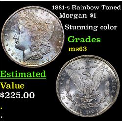 1881-s Rainbow Toned Morgan Dollar $1 Grades Select Unc