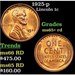 1925-p Lincoln Cent 1c Grades Gem+ Unc RD