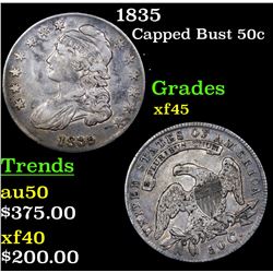 1835 Capped Bust Half Dollar 50c Grades xf+