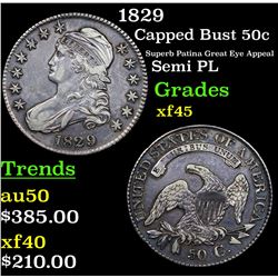 1829 Capped Bust Half Dollar 50c Grades xf+