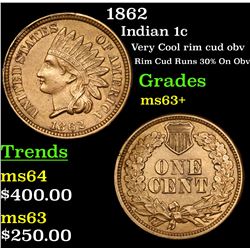 1862 Indian Cent 1c Grades Select+ Unc
