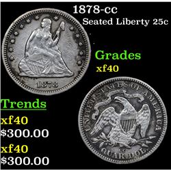 1878-cc Seated Liberty Quarter 25c Grades xf