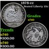 Image 1 : 1878-cc Seated Liberty Quarter 25c Grades xf