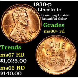 1930-p Lincoln Cent 1c Grades GEM++ RD
