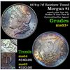 Image 1 : 1878-p 7tf Rainbow Toned Morgan Dollar $1 Grades Select+ Unc