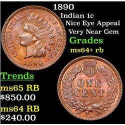 1890 Indian Cent 1c Grades Choice+ Unc RB