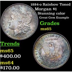 1884-o Rainbow Toned Morgan Dollar $1 Grades GEM Unc