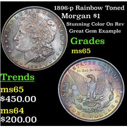 1896-p RAinbow Toned Morgan Dollar $1 Grades GEM Unc
