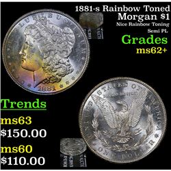 1881-s Rainbow Toned Morgan Dollar $1 Grades Select Unc