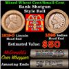 Image 1 : Mixed small cents 1c orig shotgun roll, 1919-d Wheat Cent, 1893 Indian Cent other end