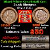 Image 1 : Mixed small cents 1c orig shotgun roll, 1918-d Wheat Cent, 1895 Indian Cent other end