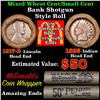 Image 1 : Mixed small cents 1c orig shotgun roll, 1917-d Wheat Cent, 1895 Indian Cent other end