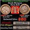 Image 1 : Mixed small cents 1c orig shotgun roll, 1924-s Wheat Cent, 1899 Indian Cent other end