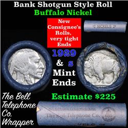 Buffalo Nickel Shotgun Roll in Old Bank Style  'Bell Telephone' Wrapper 1929 & s Mint Ends