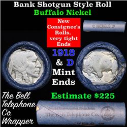 Buffalo Nickel Shotgun Roll in Old Bank Style 'Bell Telephone'  Wrapper 1918 & d Mint Ends