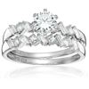 Image 1 : Sterling Silver 5mm Round Cut Wedding Set with Multi cut Bands Set size 7