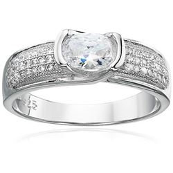 Sterling Silver mm Oval Channel Set Ring  Size 7