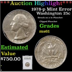 ***Auction Highlight*** ANACS 1978-p Mint Error Washington Quarter 25c Graded ms61 By ANACS (fc)