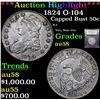 Image 1 : ***Auction Highlight*** 1824 O-104 Capped Bust Half Dollar 50c Graded Choice AU/BU Slider By USCG (f