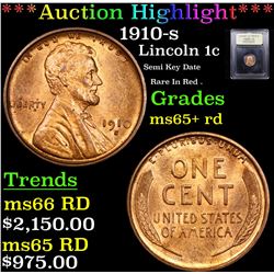 ***Auction Highlight*** 1910-s Lincoln Cent 1c Graded Gem+ Unc RD By USCG (fc)