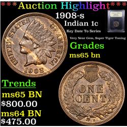***Auction Highlight*** 1908-s Indian Cent 1c Graded GEM Unc BN By USCG (fc)