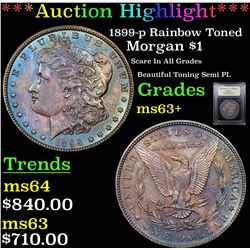 ***Auction Highlight*** 1899-p Rainbow Toned Morgan Dollar $1 Graded Select+ Unc By USCG (fc)