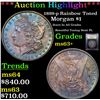 Image 1 : ***Auction Highlight*** 1899-p Rainbow Toned Morgan Dollar $1 Graded Select+ Unc By USCG (fc)