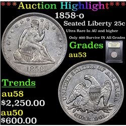***Auction Highlight*** 1858-o Seated Liberty Quarter 25c Graded Select AU By USCG (fc)