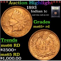 ***Auction Highlight*** 1893 Indian Cent 1c Graded Gem+ Unc RD By USCG (fc)