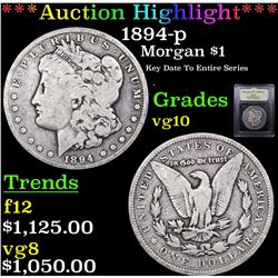 ***Auction Highlight*** 1894-p Morgan Dollar $1 Graded vg+ By USCG (fc)