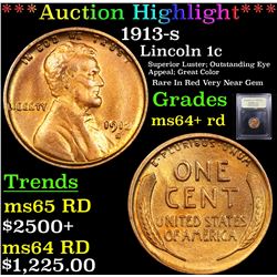 ***Auction Highlight*** 1913-s Lincoln Cent 1c Graded Choice+ Unc RD By USCG (fc)