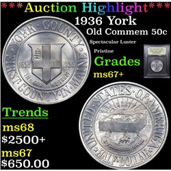 ***Auction Highlight*** 1936 York Old Commem Half Dollar 50c Graded Gem++ Unc By USCG (fc)