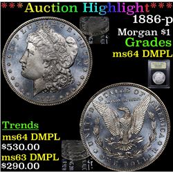 ***Auction Highlight*** 1886-p Morgan Dollar $1 Graded Choice Unc DMPL By USCG (fc)
