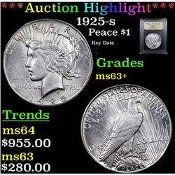 ***Auction Highlight*** 1925-s Peace Dollar $1 Graded Select+ Unc By USCG (fc)