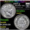 Image 1 : ***Auction Highlight*** 1907-p Barber Dime 10c Graded GEM+ Unc By USCG (fc)