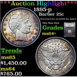 ***Auction Highlight*** 1895-p Barber Quarter 25c Graded Choice+ Unc By USCG (fc)
