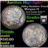 Image 1 : ***Auction Highlight*** 1889-p Rainbow Toned Morgan Dollar $1 Graded GEM Unc By USCG (fc)