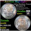 Image 1 : ***Auction Highlight*** 1896-p Rainbow Toned Morgan Dollar $1 Graded GEM+ Unc By USCG (fc)