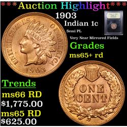 ***Auction Highlight*** 1903 Indian Cent 1c Graded Gem+ Unc RD By USCG (fc)