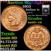 Image 1 : ***Auction Highlight*** 1903 Indian Cent 1c Graded Gem+ Unc RD By USCG (fc)