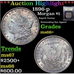 ***Auction Highlight*** 1896-p Morgan Dollar $1 Graded GEM++ Unc By USCG (fc)