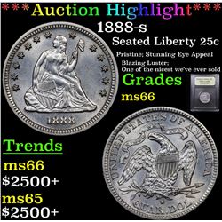 ***Auction Highlight*** 1888-s Seated Liberty Quarter 25c Graded GEM+ Unc By USCG (fc)